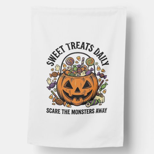 Halloween Candy Shirt Cute Monster Treat Design_1 House Flag