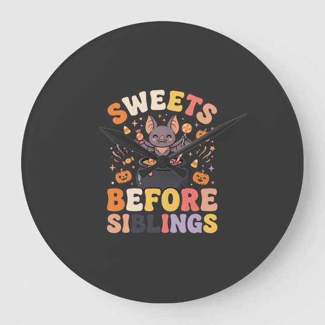 Halloween Candy Sibling Swap Large Clock (Front)