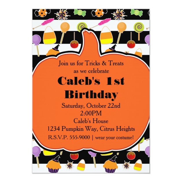 Halloween Candy & Sweets Pumpkin Party Invitation