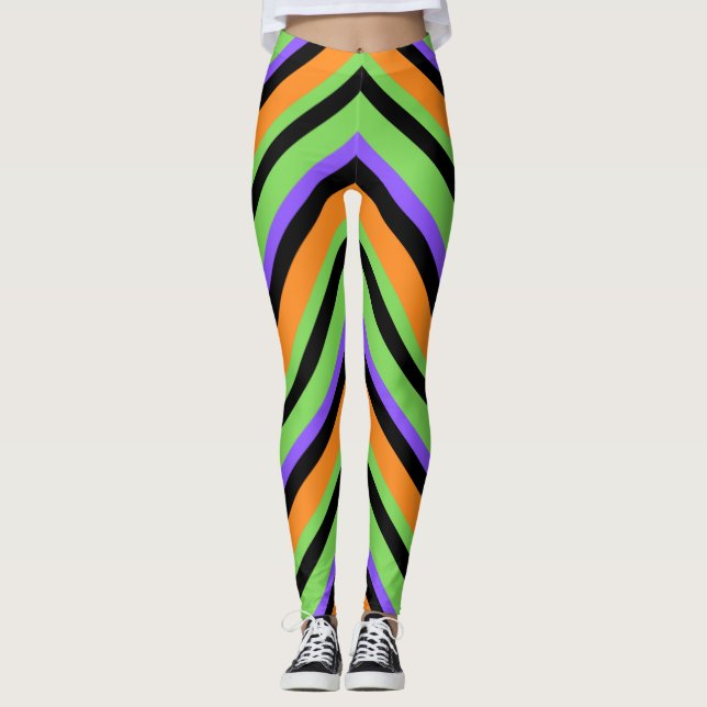 Halloween Candy Swirl Black Leggings (Front)