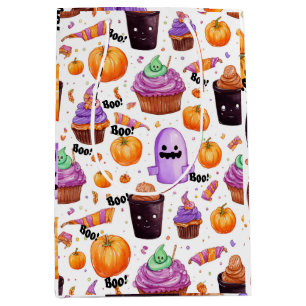 Halloween candy, treats and jack-o-lanterns medium gift bag