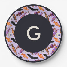 Halloween Candy Treats Purple Monogram
