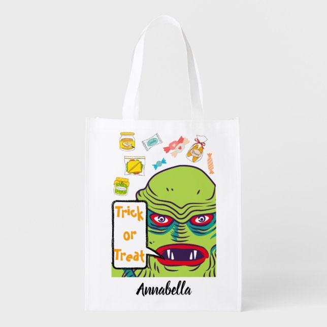 Halloween Candy Trick or treat Lake Monster Grocery Bag (Front)