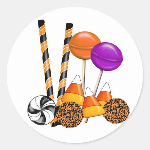 Halloween Candy Trick Or Treat Lollipop Candy Corn Classic Round Sticker
