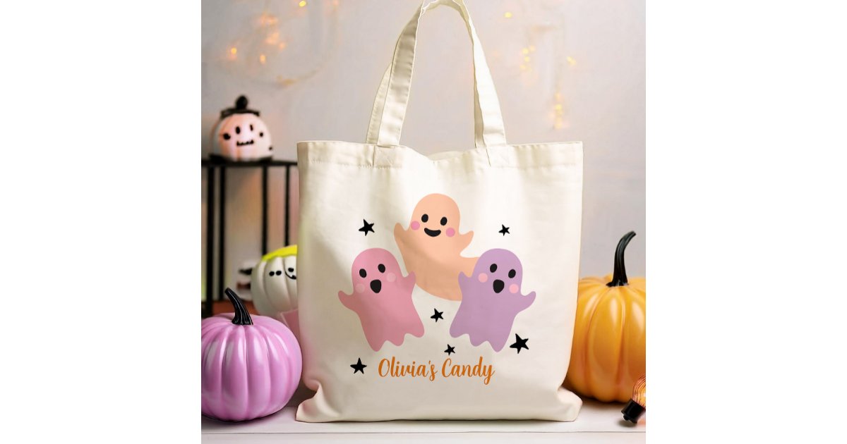 Halloween Candy Trick or Treat Personalized Girl Tote Bag | Zazzle