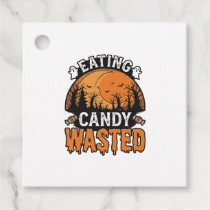 Halloween Candy Wasted Vintage Spooky Shirt Design Favor Tags