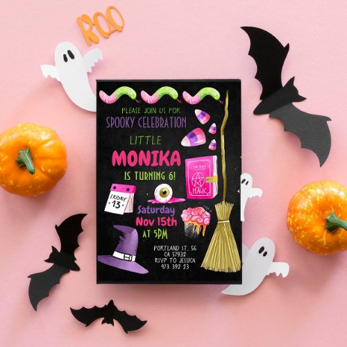 Halloween Candy Witch Birthday Invitation