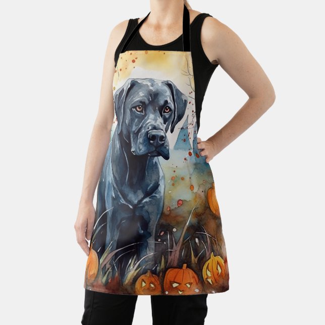 Halloween Cane Corso With Pumpkins Scary Apron (Insitu)