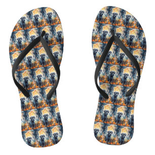 Halloween Cane Corso With Pumpkins Scary Flip Flops