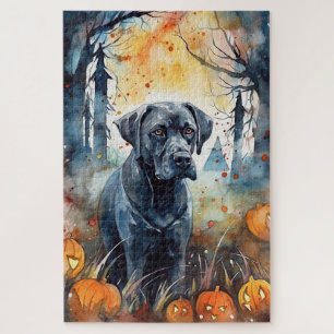 Halloween Cane Corso With Pumpkins Scary Jigsaw Puzzle