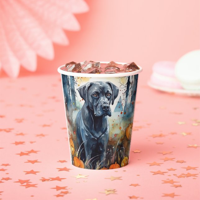 Halloween Cane Corso With Pumpkins Scary Paper Cups (Insitu)
