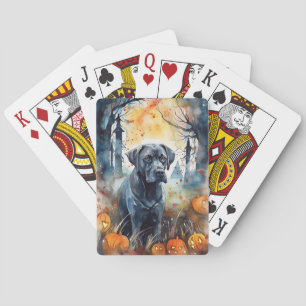 Halloween Cane Corso With Pumpkins Scary Poker Cards
