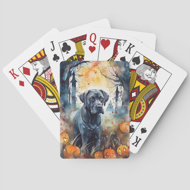 Halloween Cane Corso With Pumpkins Scary Poker Cards (Back)