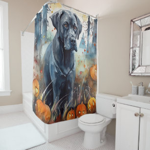 Halloween Cane Corso With Pumpkins Scary Shower Curtain