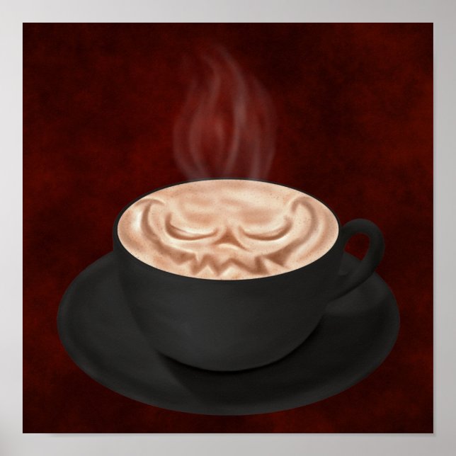 Halloween Cappuccino Art Jack-o-lantern Poster (Front)