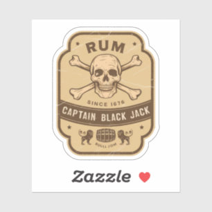 Halloween Captain Black Jack Posion Rum Bottle Sticker
