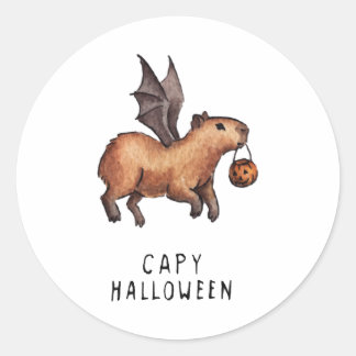 Halloween Capybara Classic Round Sticker