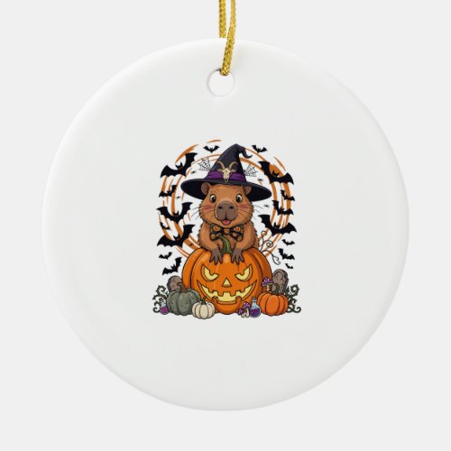 Halloween Capybara Witch Hat Pumpkin Bats Potions Ceramic Ornament