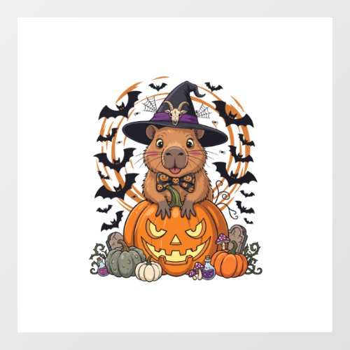 Halloween Capybara Witch Hat Pumpkin Bats Potions Floor Decals