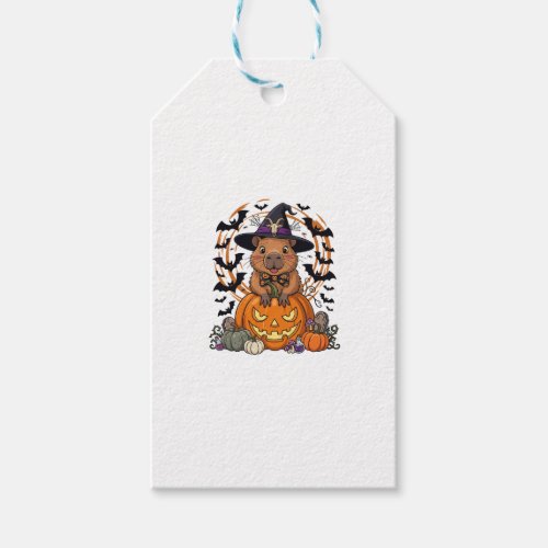 Halloween Capybara Witch Hat Pumpkin Bats Potions Gift Tags
