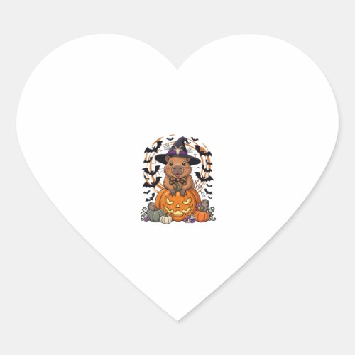 Halloween Capybara Witch Hat Pumpkin Bats Potions Heart Sticker