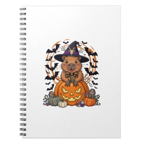 Halloween Capybara Witch Hat Pumpkin Bats Potions Notebook