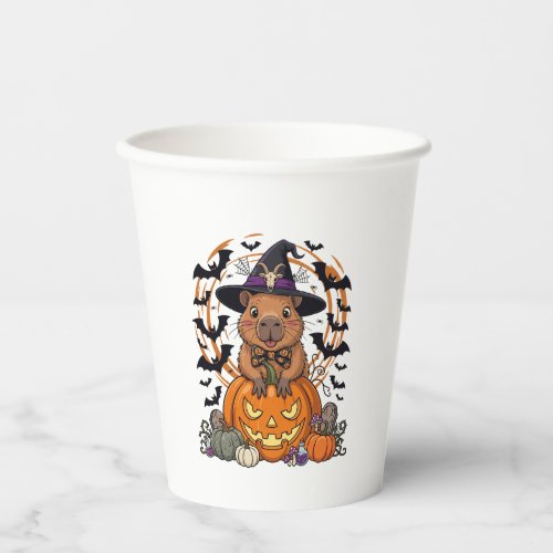 Halloween Capybara Witch Hat Pumpkin Bats Potions Paper Cups