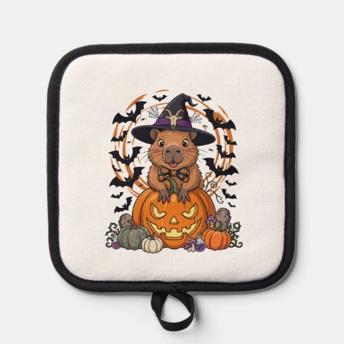 Halloween Capybara Witch Hat Pumpkin Bats Potions Pot Holder