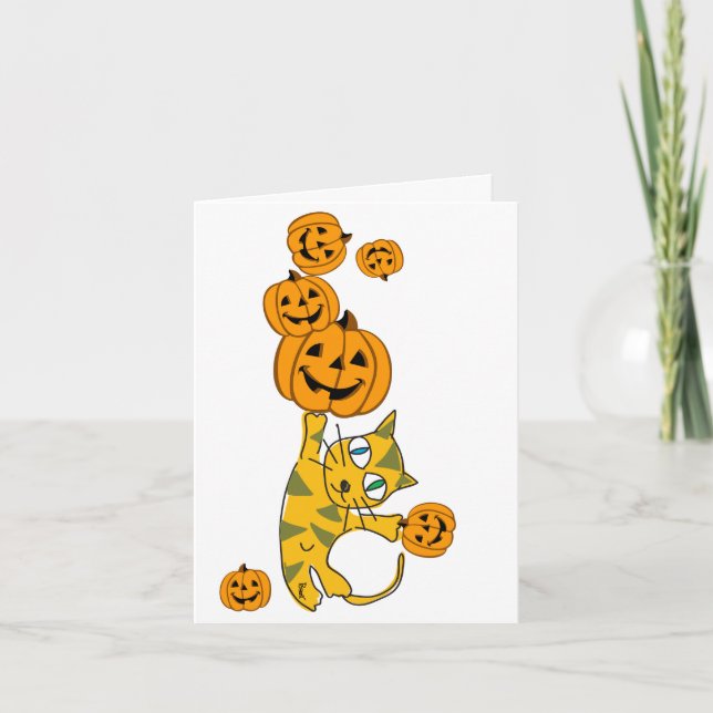 Halloween Card Acrobatic Cat 2 (Front)