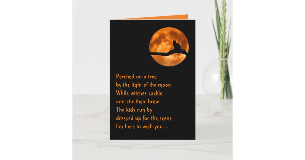 Halloween card for cat lovers, original poem | Zazzle.com