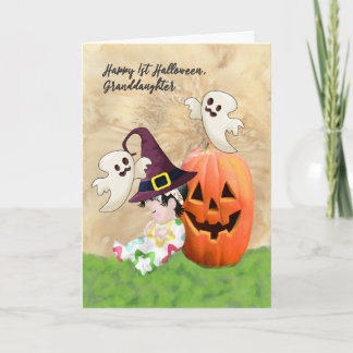 Halloween Card for Granddaughter with Baby, Ghosts