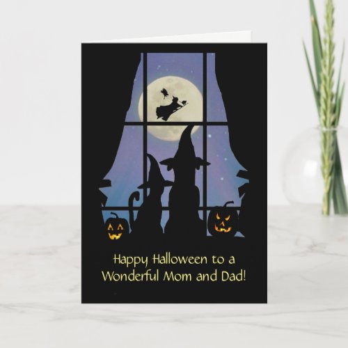 Halloween Card for Mom and Dad Cute Pets House