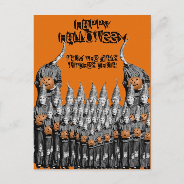 HALLOWEEN CARD GIRLS  WITCH CHOIR 1930'S PHOTO (Front)