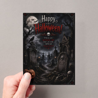 halloween card grave design front back acrylic enclosure card
