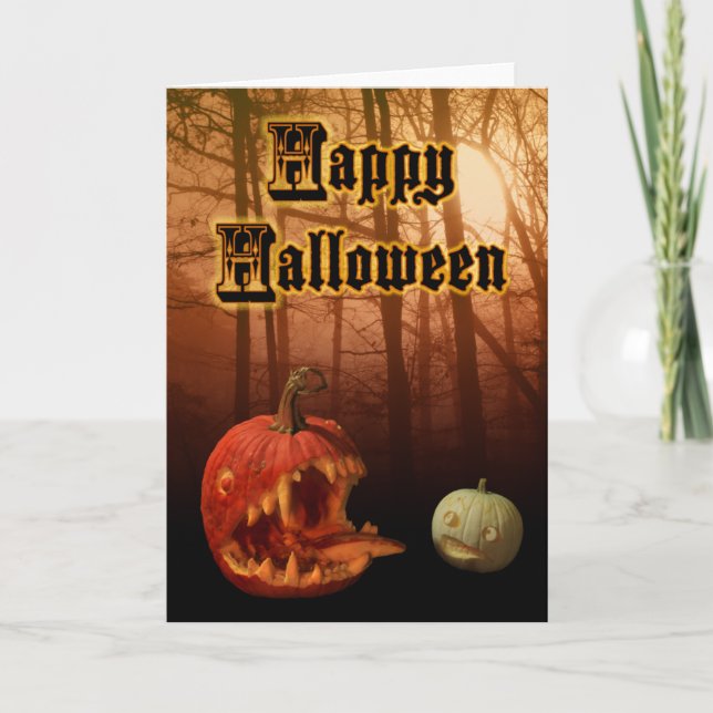 Halloween Card Hungry Jack-o-lanterns blank (Front)