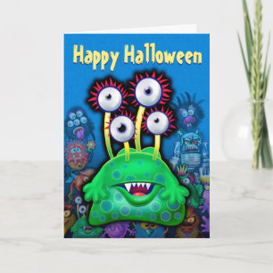 Halloween Card invitation MONSTER PARTY fun scary