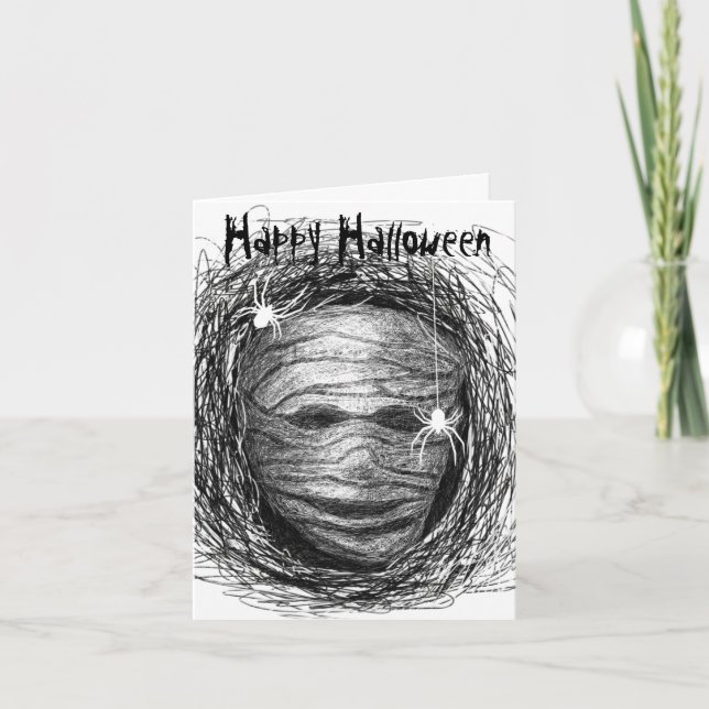 Halloween Card Mummy Grey (Front)