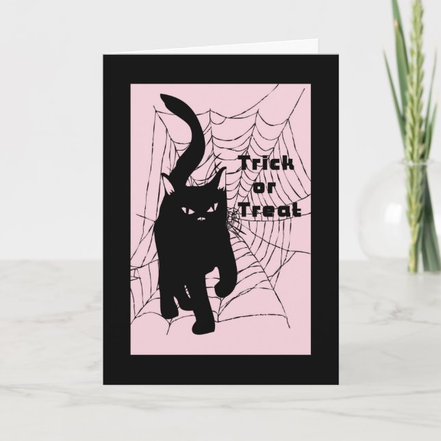 Halloween Card, Trick or Treat Cat Card (Front)