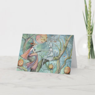 Halloween Card Witch and Ghost