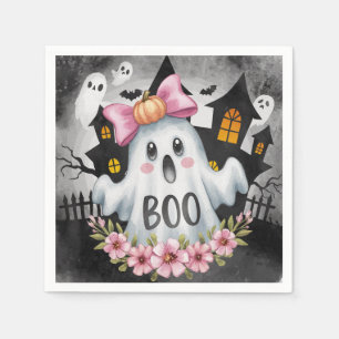 Halloween card with a A kawaii ghost Napkins