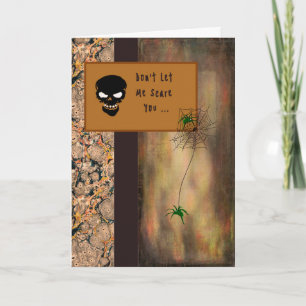 Halloween Card with a Skeleton and Spiders
