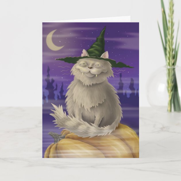 Halloween Invitation With Big Smug Witches Cat