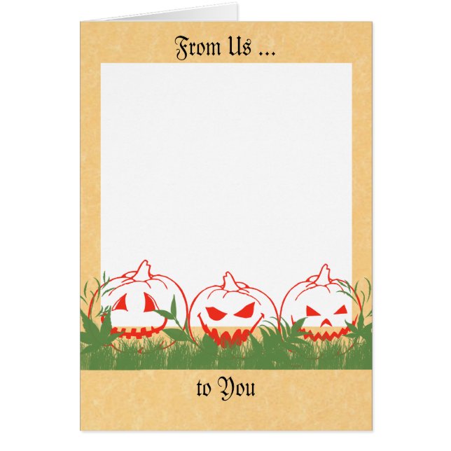 Halloween Card with Pumpkins, Add Your Own Photo (Front)