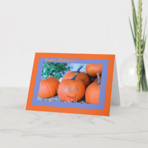 Halloween Card with Smiling Pumpkin