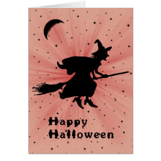 Halloween Card with Witch on a Broom Humorous