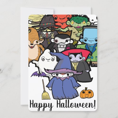 Halloween Cartoon Characters Greeting Card