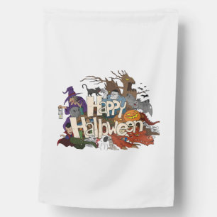 halloween cartoon for invitations happy halloween house flag