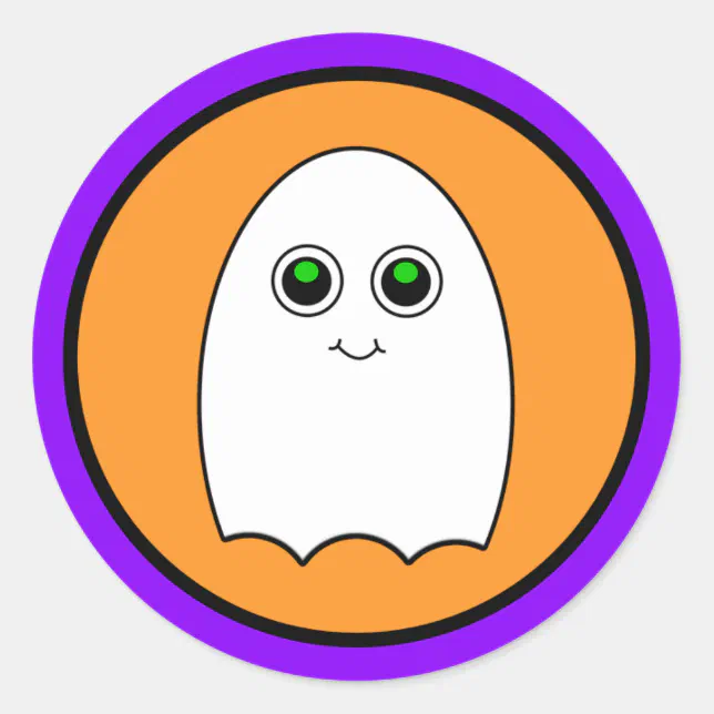 Halloween Cartoon Ghost Classic Round Sticker | Zazzle