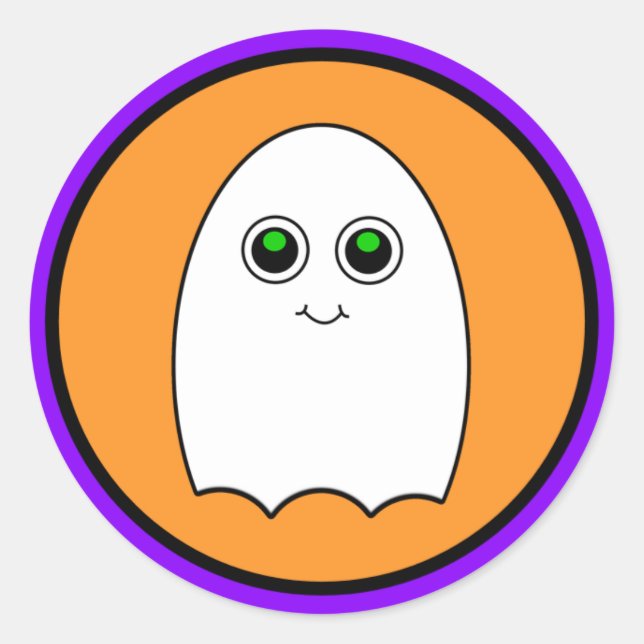Halloween Cartoon Ghost Classic Round Sticker (Front)