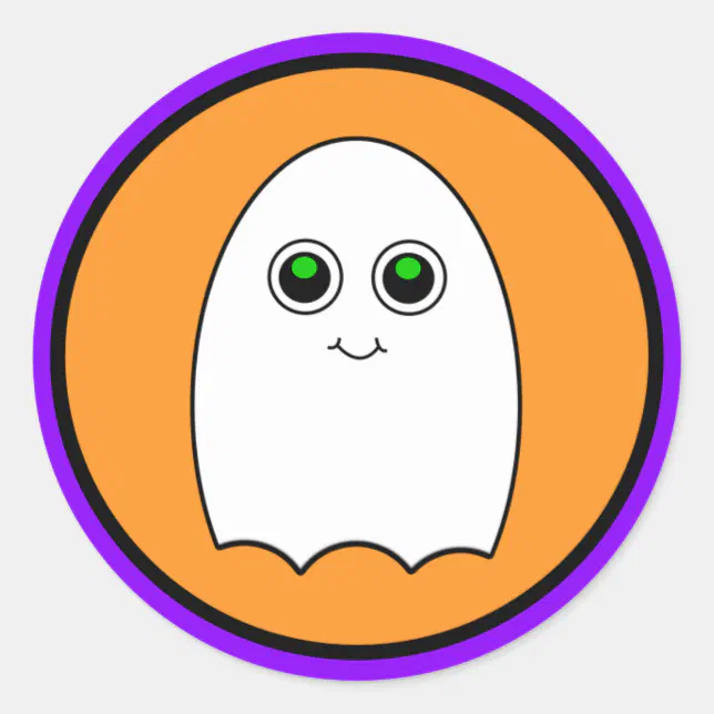Halloween Cartoon Ghost Classic Round Sticker | Zazzle